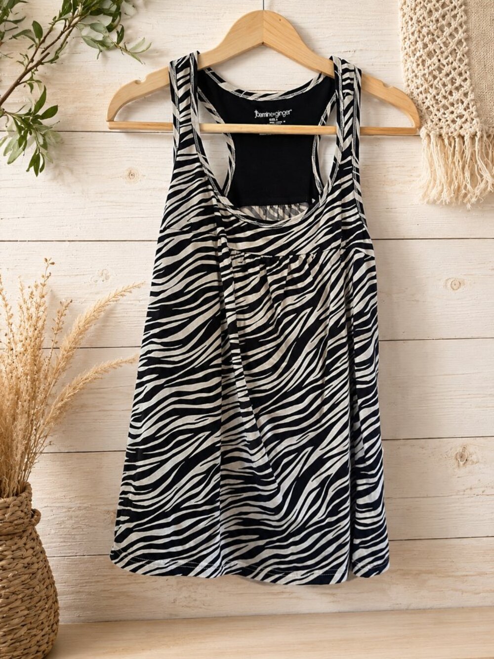 Jasmine & Ginger Zebra Print Racerback Tank Top